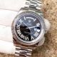 Swiss 3255 Rolex Day-Date II SS Fluted Bezel Black Dial Fake Watch - NEW (3)_th.jpg